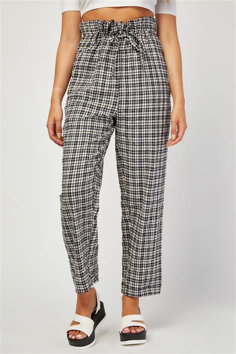 high waisted checkered trousers.